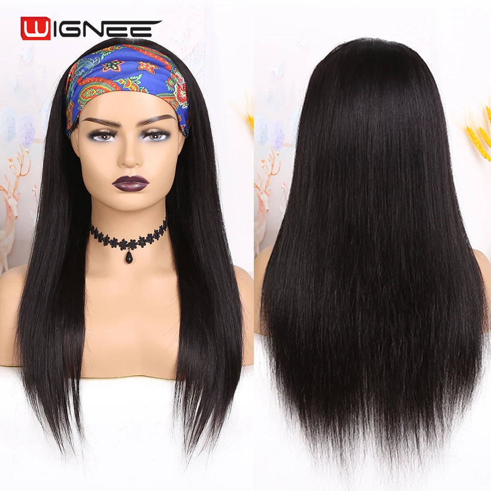 Wignee Women's Headband Wig Human Hair Long Straight Glueless Brazilian Wig For Black Women Full Machine Made Fast Free shipping