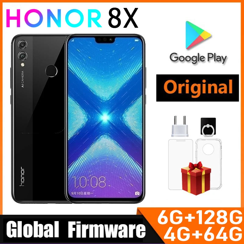 Boom-Smartphone OR 8X, micrologiciel global, processeur Haisi Qilin 710, 6.5 pouces, caméra arrière, 20MP, reconnaissance d'empreintes digitales, téléphone d'occasion