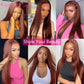 Burgundy Brazilian Virgin Straight Human Hair Wig Women's 4x4 Pre-plucked Front Lace Wig 100% Human Hair Deep Burgundy Brown Wig