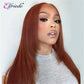 Elfriede #33 Reddish Brown Straight Layered Cut HD Lace Wigs Women's 13X4 13X6 Lace Front Preplucked Brazilian Human Hair Wigs