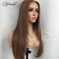 Elfriede #4 Chocolate Brown Straight Layered Cut HD Lace Wigs Women's 13X4 13X6 Lace Front Preplucked Brazilian Human Hair Wigs