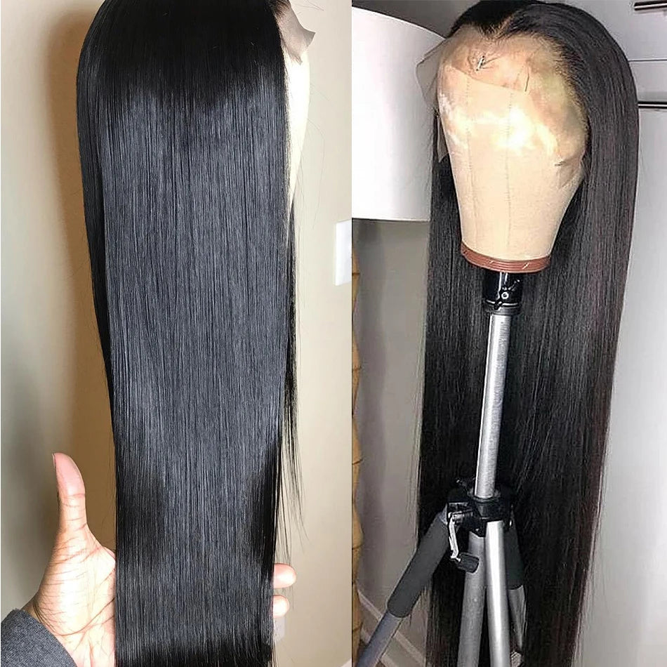 30 32 Inch Lace Front Wig Straight Lace Front Human Hair Wigs Natural Black Human Hair Wigs Allove Perruque Cheveux Humain