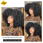 LIZZY Short Afro Kinky Curly Wigs With Bangs For Black Women African Synthetic Ombre Brown Cosplay Wig High Temperature Glueless