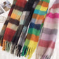 2023 New Women Plaid Scarf Winter Pashmina Shawls Cashmere Thick Wraps Lady Tassel Warm Scarves Rainbow Hairy Bufanda