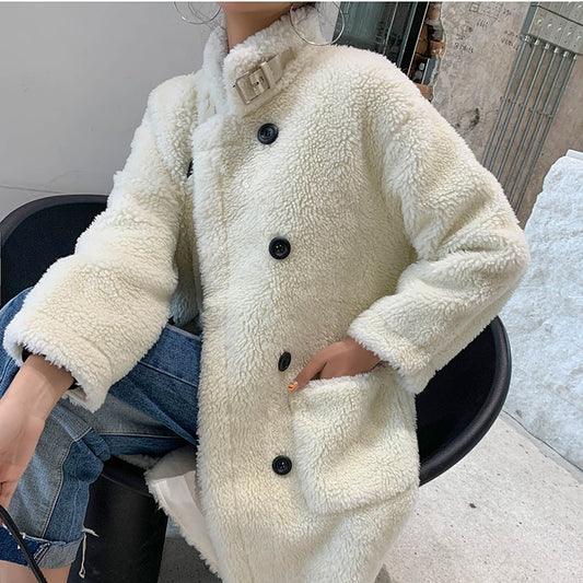 2020 Winter Women's Fur Coat Korean Long Faux Fur Jacket Loose Overcoat Furry Coat Manteau Fourrure Femme 1668 KJ3608