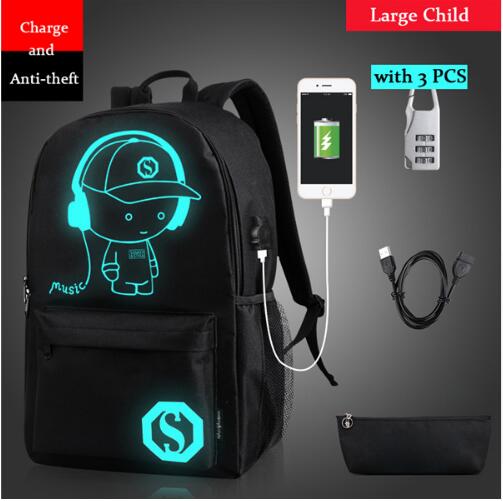 Children Backpack School Bags For Boy Girls Anime Luminous School Backpack Kids Waterproof Book Bag USB Charging SchoolBag Gift