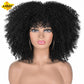 LIZZY Short Afro Kinky Curly Wigs With Bangs For Black Women African Synthetic Ombre Brown Cosplay Wig High Temperature Glueless