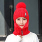 Winter women's Knitted Caps Plush Pullover Earmuff Bib Cap For Warmth Bonnet Hivers Femme strickmütze Pompom Fur Warm Hat