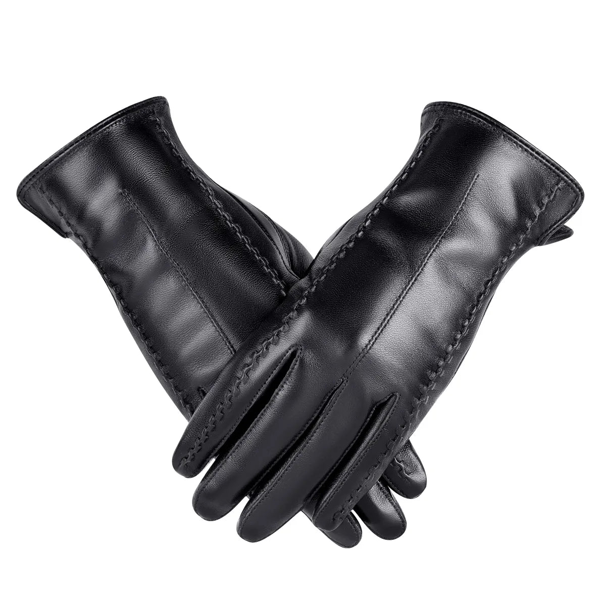 BISON DENIM Women Genuine Leather Gloves Winter Warm Ladies Real Sheepskin Gloves Girls Driving Riding Luxury Brand Gloves