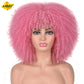 LIZZY Short Afro Kinky Curly Wigs With Bangs For Black Women African Synthetic Ombre Brown Cosplay Wig High Temperature Glueless