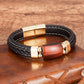 Charm Natural Tiger Eye Stone Bracelet For Men Geometric Shape Natural Stone Black Braided Leather Bracelets Gifts Bijoux Homme