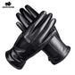 BISON DENIM Women Genuine Leather Gloves Winter Warm Ladies Real Sheepskin Gloves Girls Driving Riding Luxury Brand Gloves