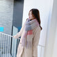 2023 New Women Plaid Scarf Winter Pashmina Shawls Cashmere Thick Wraps Lady Tassel Warm Scarves Rainbow Hairy Bufanda