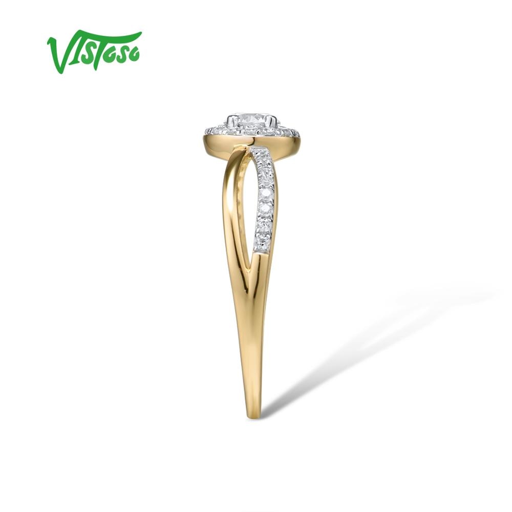 VISTOSO Gold Rings For Women Genuine 9K 375 Yellow Gold Ring Sparkling White CZ Promise Band Rings  Anniversary Fine Jewelry