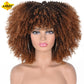 LIZZY Short Afro Kinky Curly Wigs With Bangs For Black Women African Synthetic Ombre Brown Cosplay Wig High Temperature Glueless