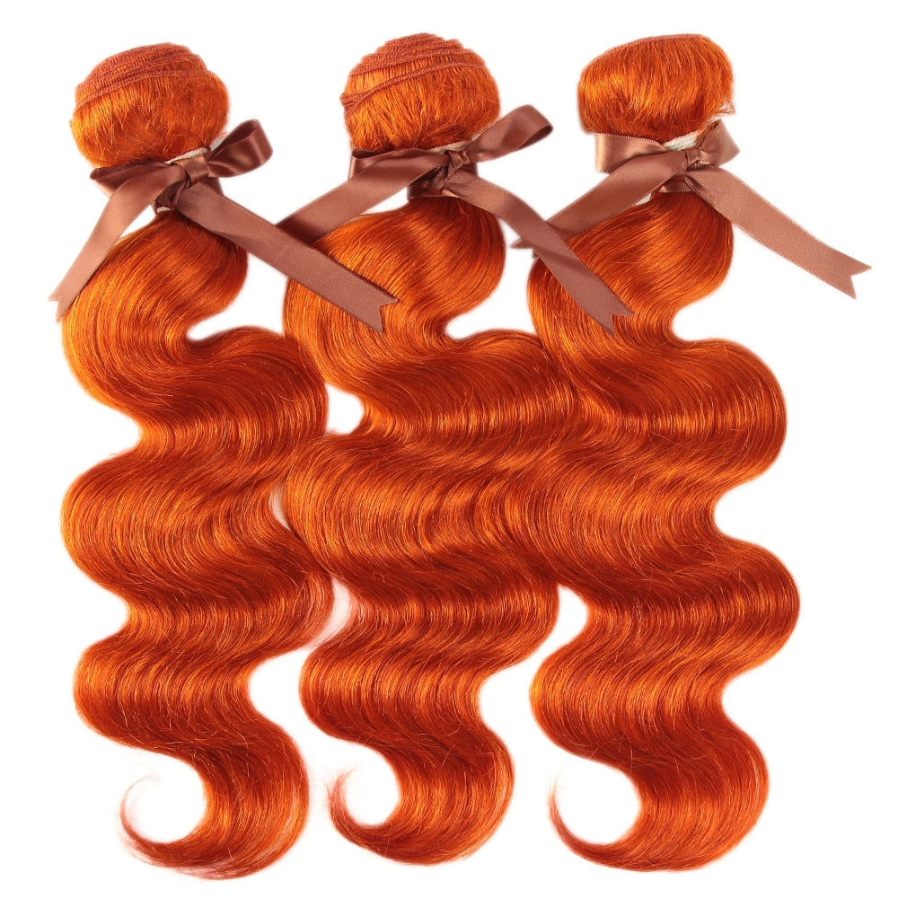 Body Wave Bundles With Closure Blonde Orange Bundles With Frontal 3/4 Bundles With Closure Brazilian Hair Weave Bundles Fast USA