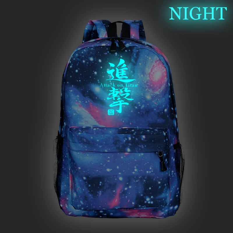 Hot Sale Attack on Titan Luminous Backpack Men Women Travel Bags Fashion New Pattern Knapsack Beautiful Students School Rucksack