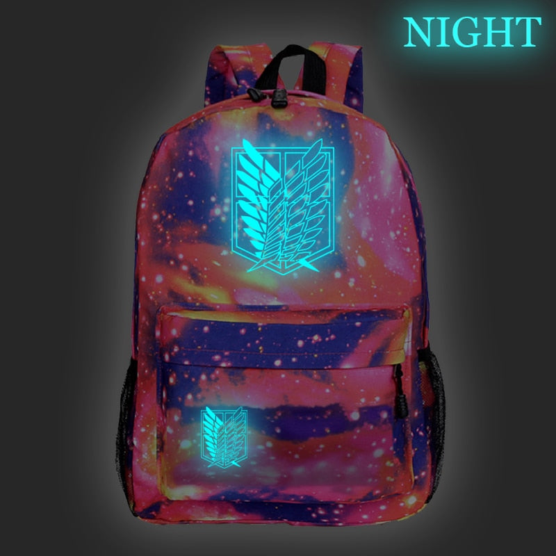 Hot Sale Attack on Titan Luminous Backpack Men Women Travel Bags Fashion New Pattern Knapsack Beautiful Students School Rucksack