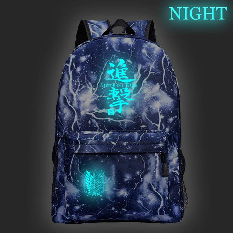 Hot Sale Attack on Titan Luminous Backpack Men Women Travel Bags Fashion New Pattern Knapsack Beautiful Students School Rucksack