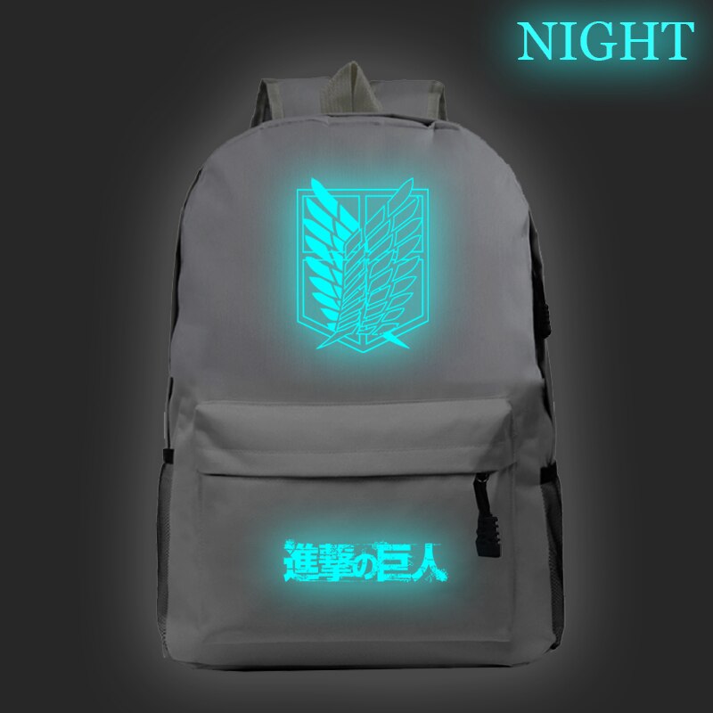 Hot Sale Attack on Titan Luminous Backpack Men Women Travel Bags Fashion New Pattern Knapsack Beautiful Students School Rucksack