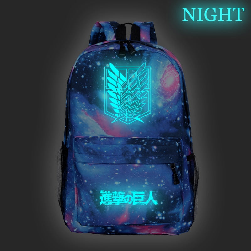 Hot Sale Attack on Titan Luminous Backpack Men Women Travel Bags Fashion New Pattern Knapsack Beautiful Students School Rucksack