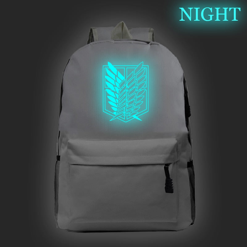 Hot Sale Attack on Titan Luminous Backpack Men Women Travel Bags Fashion New Pattern Knapsack Beautiful Students School Rucksack