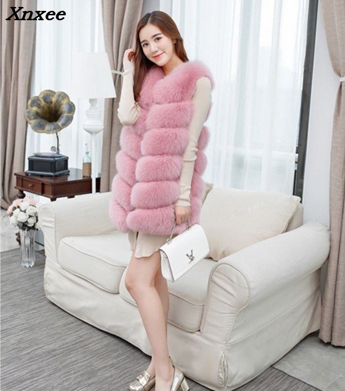 2018 Faux Fur Vest Fashion Faux Fur Coats Women Sleeveless Long fur Jacket Gilet Fourrure manteau femme faux fur vests S-4XL