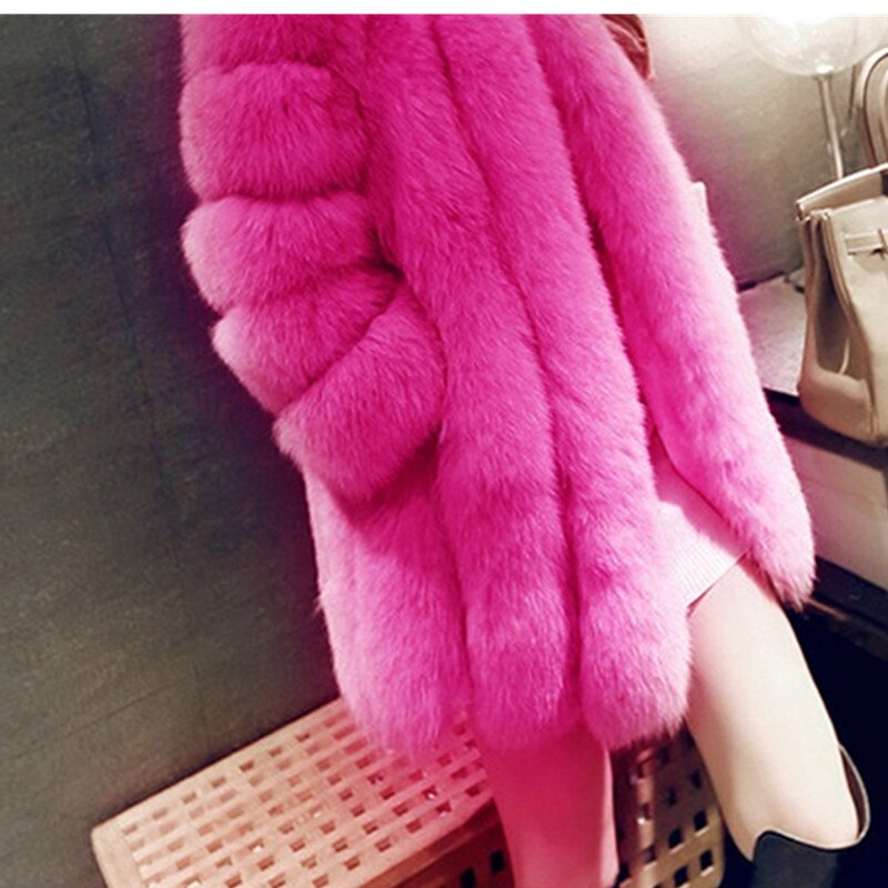 Winter Luxury Faux Fox Fur Coat Fashion Long 11 Colors Pptional Faux Fur Jacket Warm Women Fur Coats Manteau Fourrure Outerwear