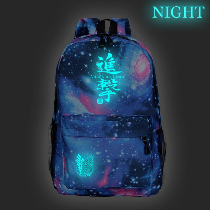 Hot Sale Attack on Titan Luminous Backpack Men Women Travel Bags Fashion New Pattern Knapsack Beautiful Students School Rucksack