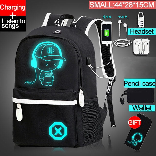 Children Backpack School Bags For Boy Girls Anime Luminous School Backpack Kids Waterproof Book Bag USB Charging SchoolBag Gift