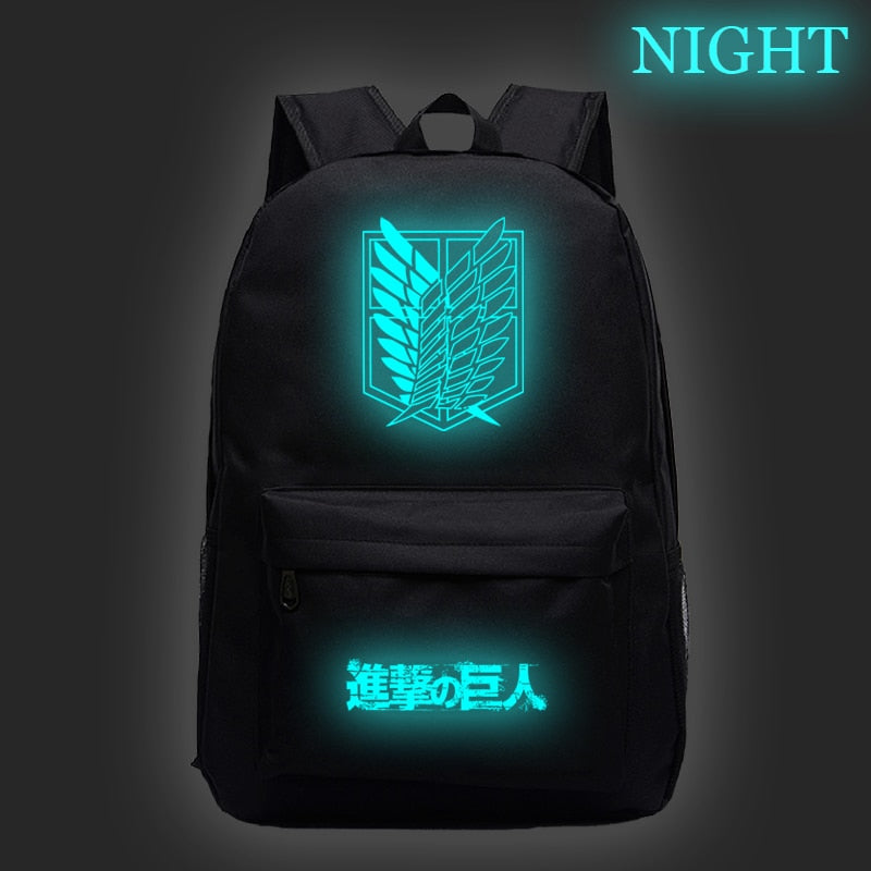 Hot Sale Attack on Titan Luminous Backpack Men Women Travel Bags Fashion New Pattern Knapsack Beautiful Students School Rucksack