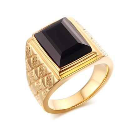 Vnox Big Stone Signet Rings for Men Jewelry Gold Color Stainless Steel Rhombus Engagement anel masculino