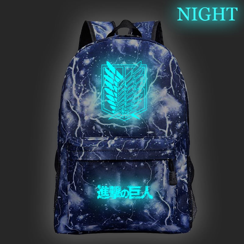 Hot Sale Attack on Titan Luminous Backpack Men Women Travel Bags Fashion New Pattern Knapsack Beautiful Students School Rucksack