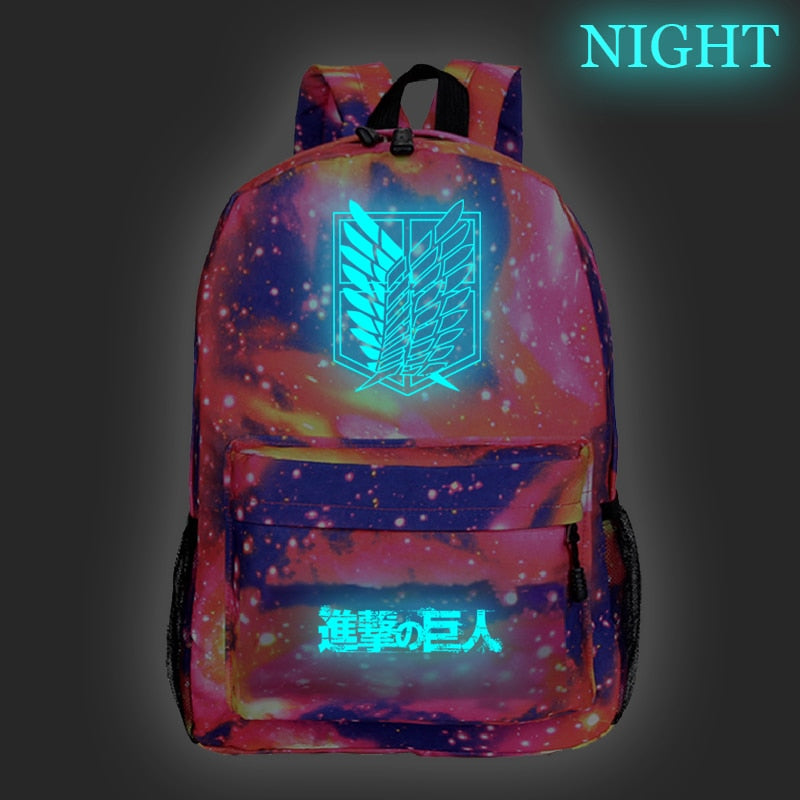 Hot Sale Attack on Titan Luminous Backpack Men Women Travel Bags Fashion New Pattern Knapsack Beautiful Students School Rucksack