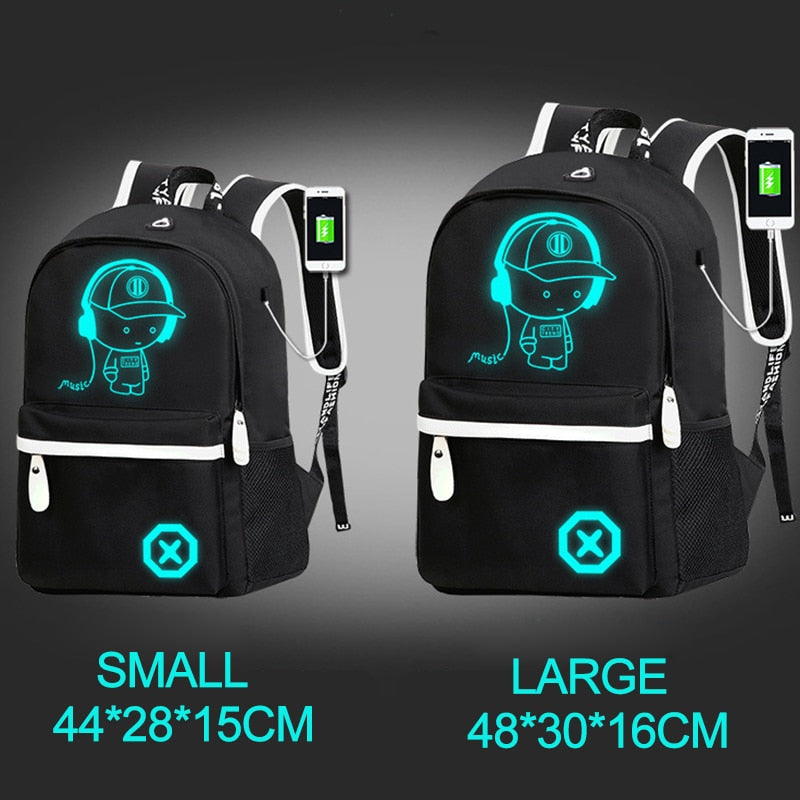 Children Backpack School Bags For Boy Girls Anime Luminous School Backpack Kids Waterproof Book Bag USB Charging SchoolBag Gift