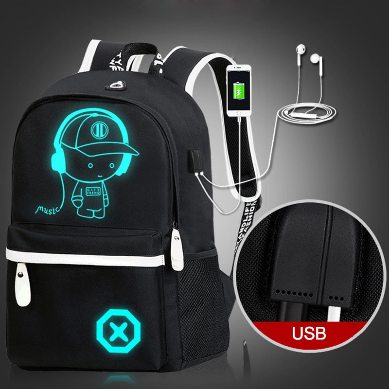 Children Backpack School Bags For Boy Girls Anime Luminous School Backpack Kids Waterproof Book Bag USB Charging SchoolBag Gift