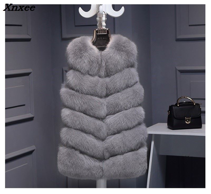 2018 Faux Fur Vest Fashion Faux Fur Coats Women Sleeveless Long fur Jacket Gilet Fourrure manteau femme faux fur vests S-4XL