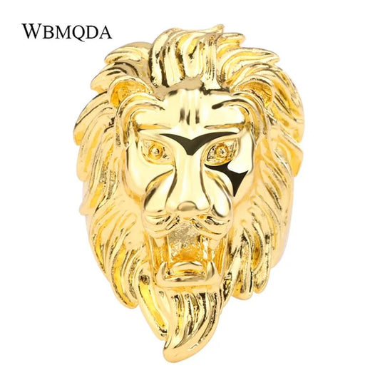 Fashion Punk Rock Lion Biker Ring Hip Hop Big  Animal Ring Men Accessories Vintage Jewelry 2018