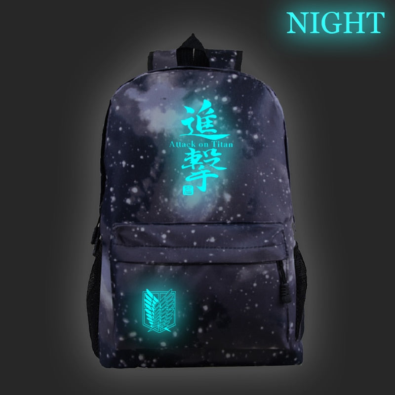 Hot Sale Attack on Titan Luminous Backpack Men Women Travel Bags Fashion New Pattern Knapsack Beautiful Students School Rucksack