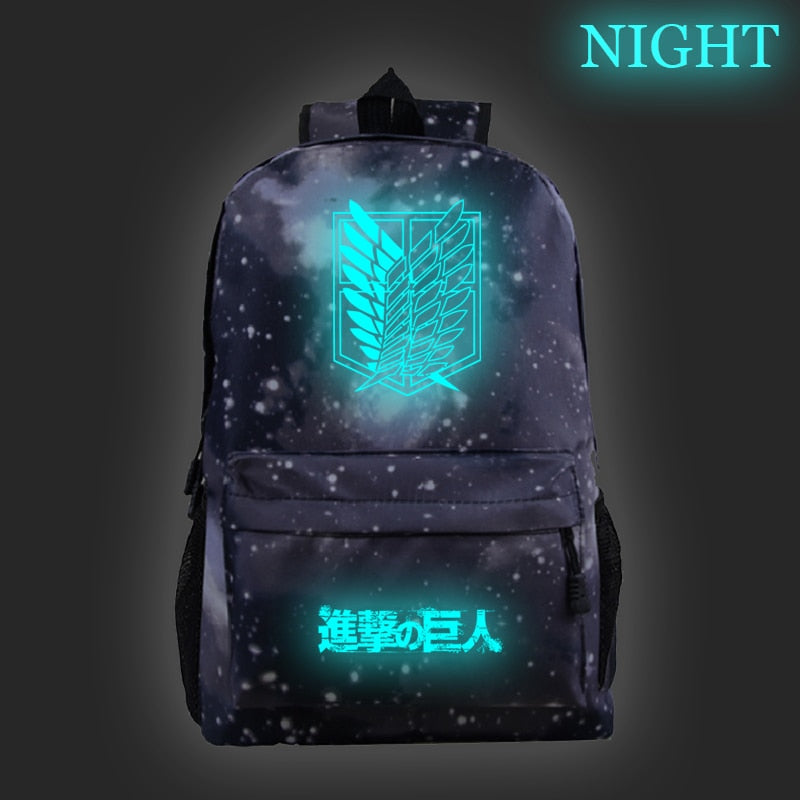 Hot Sale Attack on Titan Luminous Backpack Men Women Travel Bags Fashion New Pattern Knapsack Beautiful Students School Rucksack