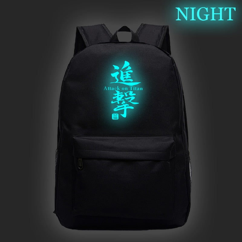 Hot Sale Attack on Titan Luminous Backpack Men Women Travel Bags Fashion New Pattern Knapsack Beautiful Students School Rucksack