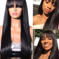 Human Hair Wigs with Bangs Bone Straight Short Bob Hair 100% Cheap Long Fringe Wig Human Hair For Black Women Brazilian Remy Wig