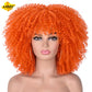 LIZZY Short Afro Kinky Curly Wigs With Bangs For Black Women African Synthetic Ombre Brown Cosplay Wig High Temperature Glueless