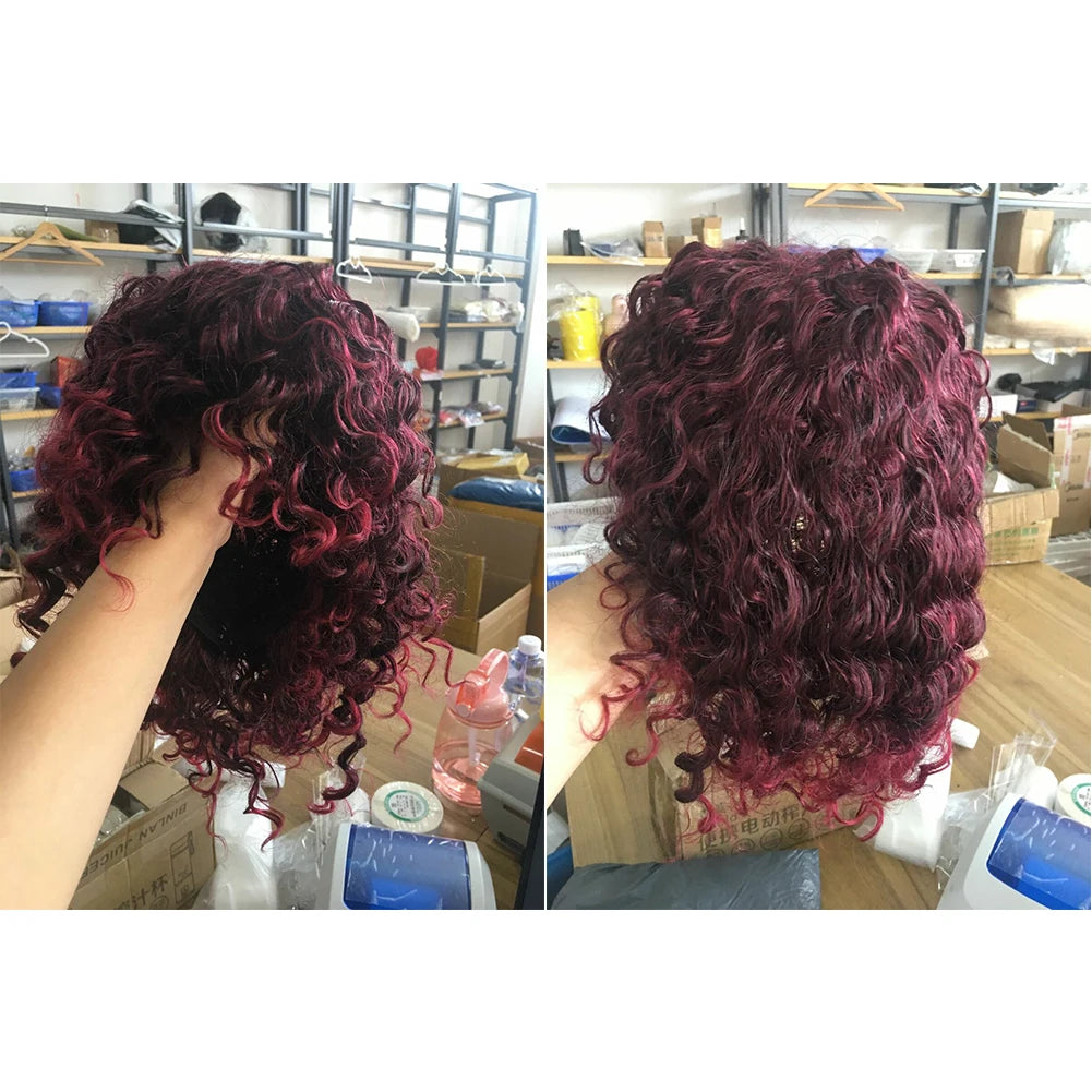 Fashionable Brazilian Curly Wig Human Hair Without Glue Short Curly Women's Wig Easy Cosplay Wig Cover