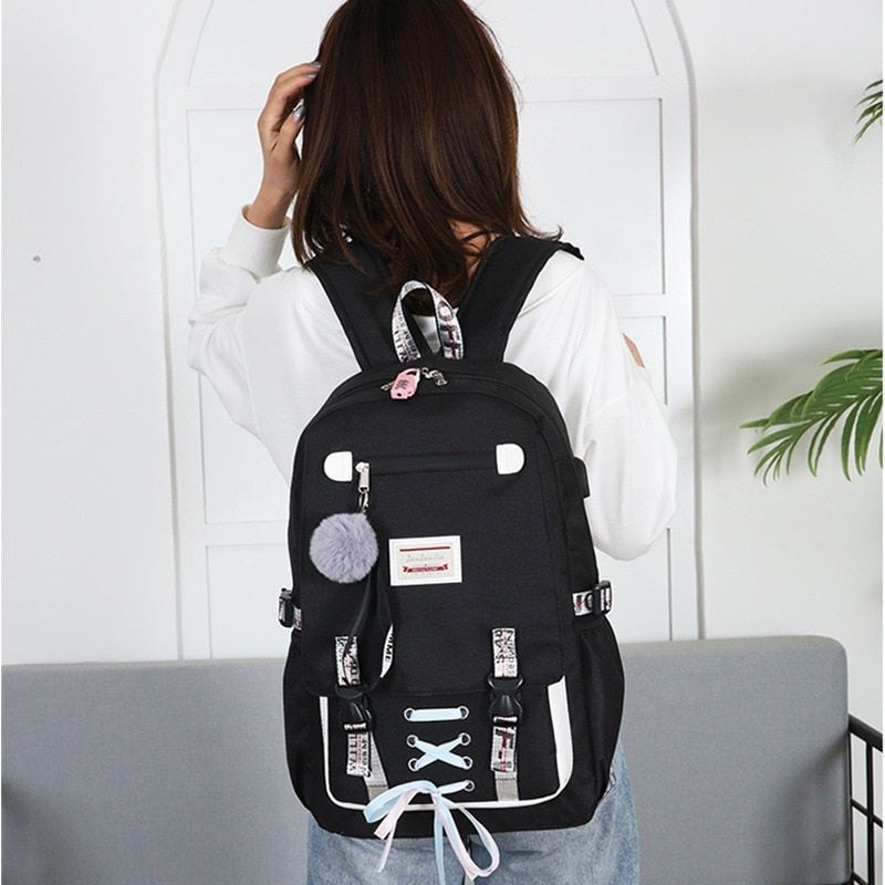 Large school bags for teenage girls usb with lock Anti theft backpack women Book bag big High School bag youth Leisure College