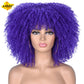 LIZZY Short Afro Kinky Curly Wigs With Bangs For Black Women African Synthetic Ombre Brown Cosplay Wig High Temperature Glueless