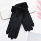 Women Winter Gloves Warm Touch Screen Black Fur Gloves Full Finger Mittens Driving Windproof Gloves Gants  Femmale Guantes