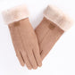 Women Winter Gloves Warm Touch Screen Black Fur Gloves Full Finger Mittens Driving Windproof Gloves Gants  Femmale Guantes