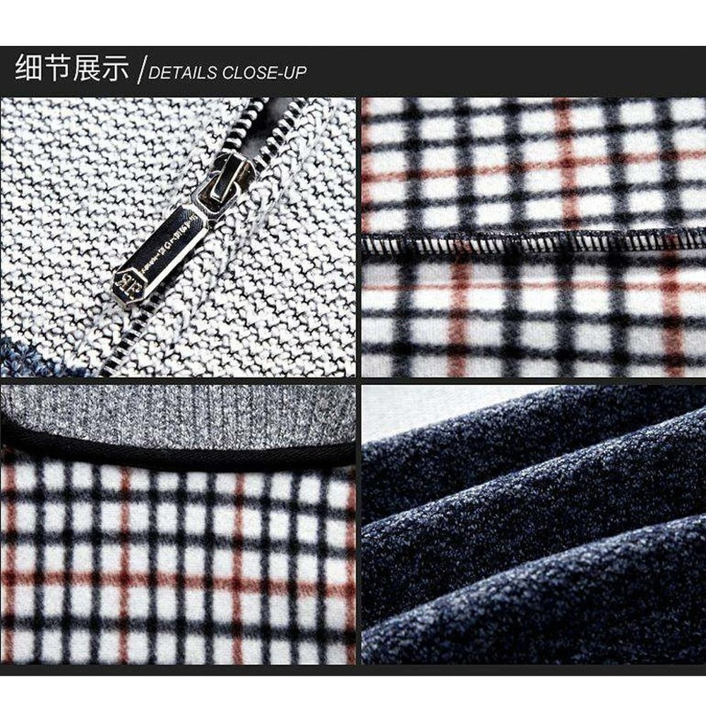 Spring Winter New Men's Cardigan Single-Breasted Fashion Knit  Plus Size Sweater Stitching Colorblock Stand Collar Coats Jackets