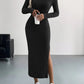 Elegant Party Dresses For Women 2023 Dress Autumn Winter Stretchy Long Sleeved Slim Vintage Basic Knit Dress Robe Y2k Vestido